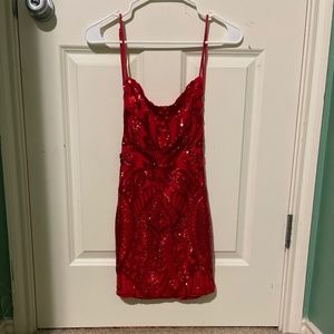Red sequin dress